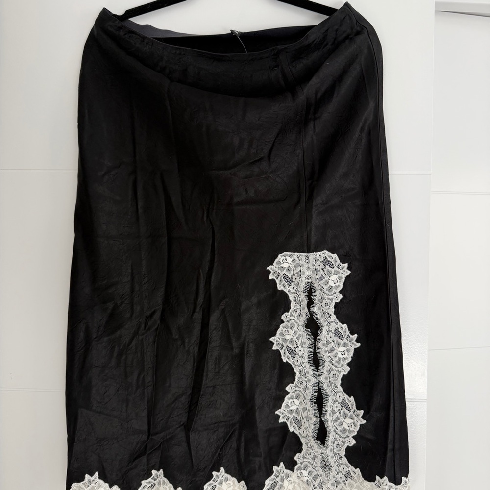 J. Crew Black Skirt with White Lace Detail
